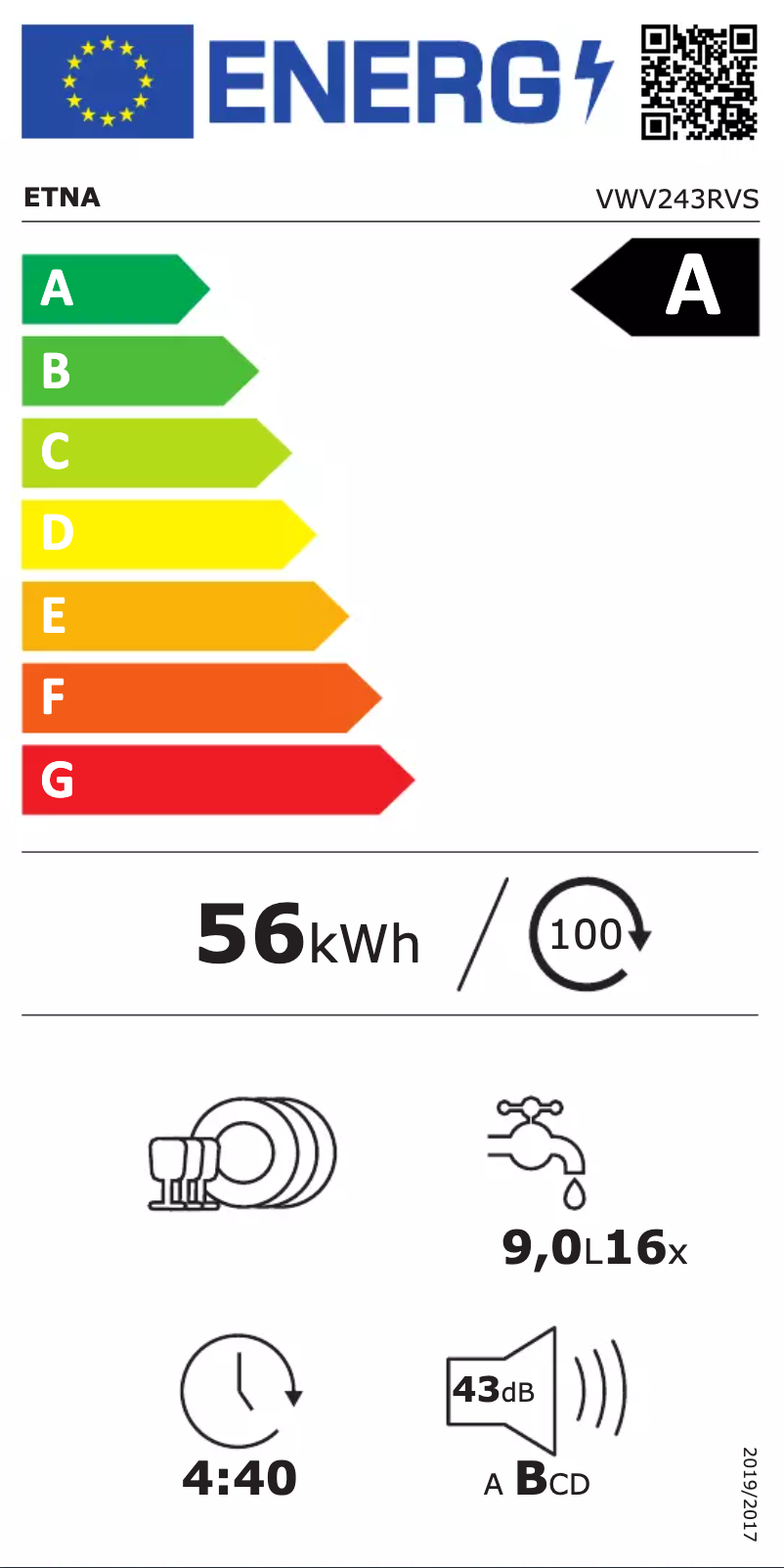 Page n°1 - Label énergétique Etna VWV243RVS
