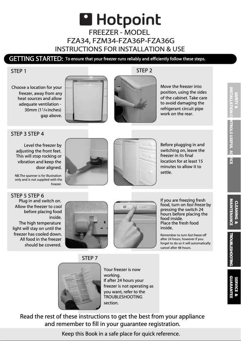 Page 1 de la notice Manuel utilisateur Hotpoint FZA36G
