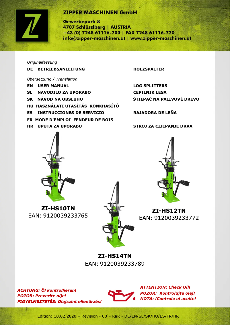 Página 1 del manual Manual de usuario Zipper ZI-HS10TN