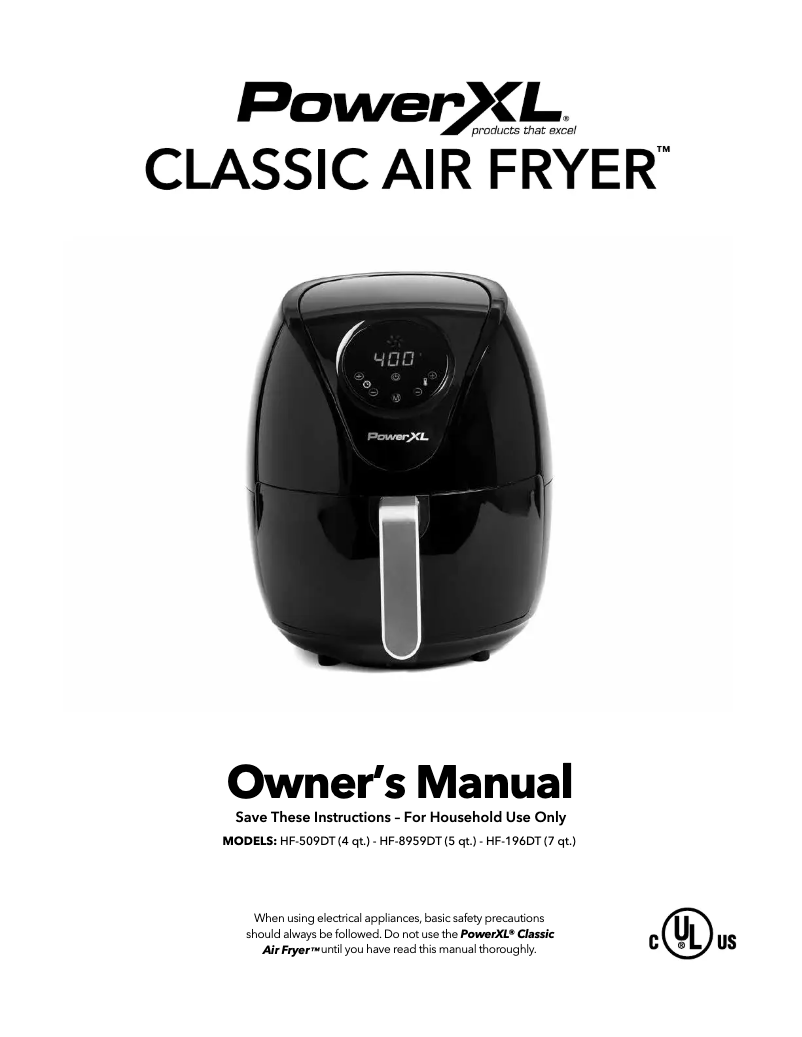 Page n°1 - Manuel utilisateur PowerXL Classic Air Fryer HF-509DT