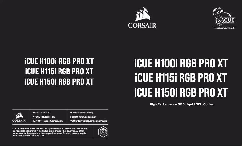 Page 1 de la notice Mode d'emploi Corsair iCUE H115i RGB PRO XT