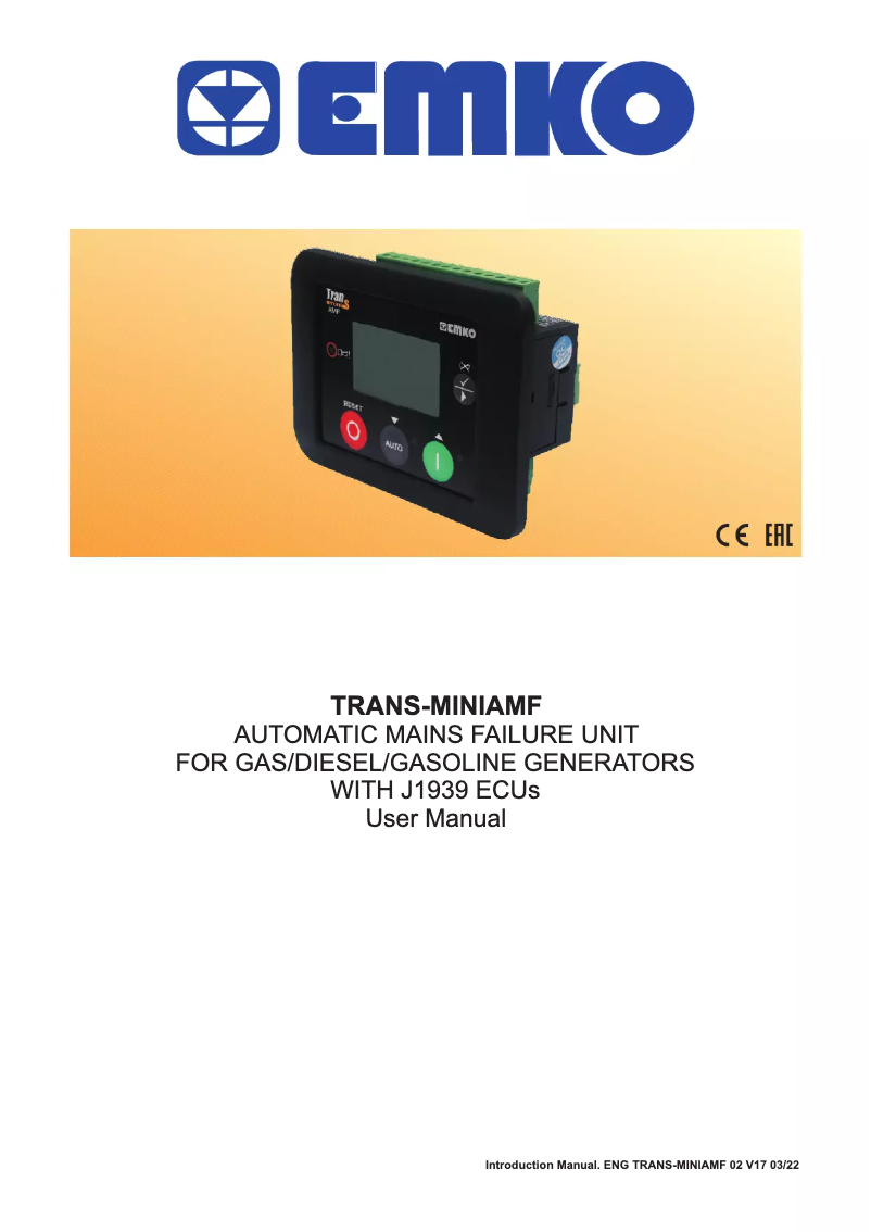 Page 1 de la notice Manuel utilisateur Emko Trans-MiniAMF