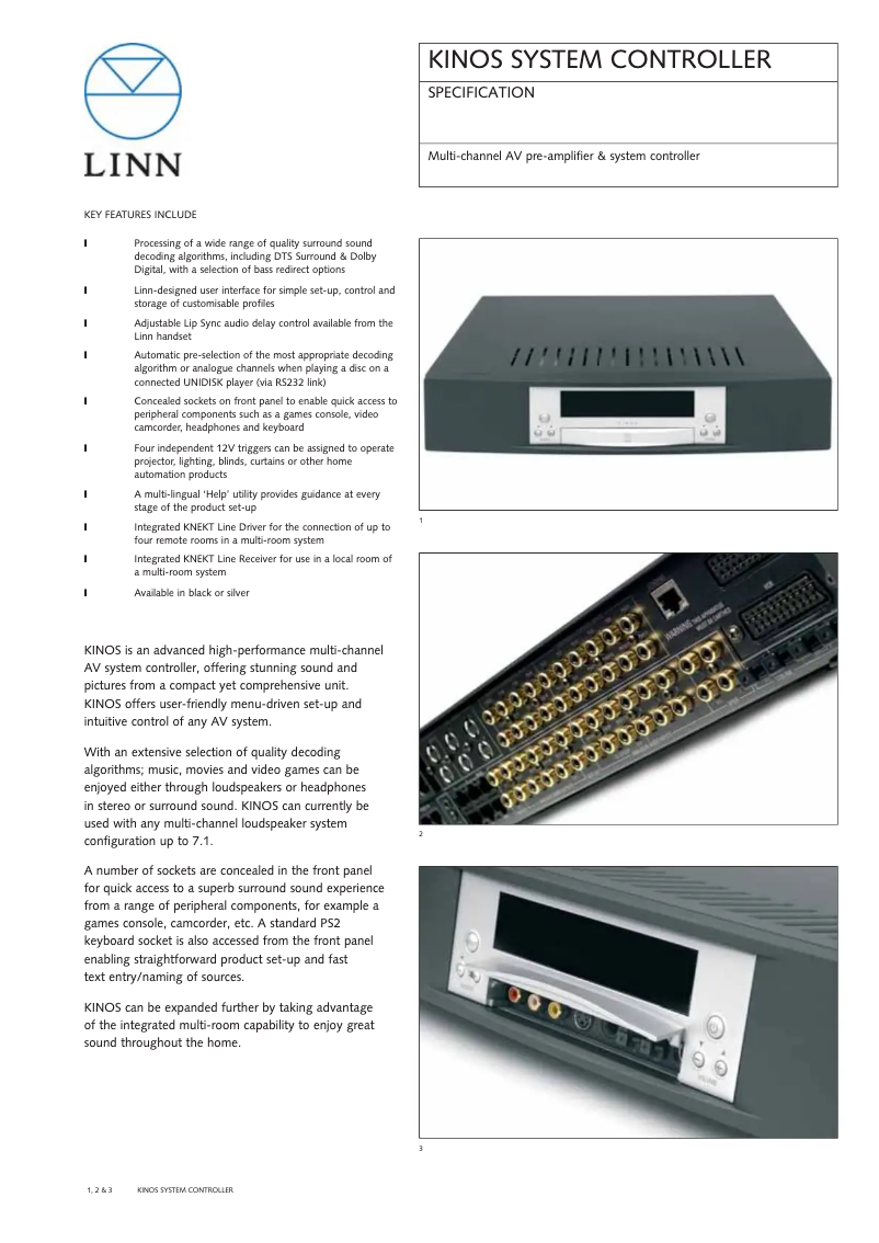 Page n°1 - Fiche technique Linn Kinos