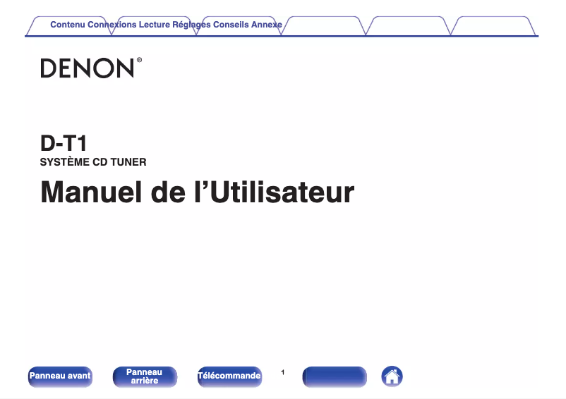 Page 1 de la notice Manuel utilisateur Denon D-T1