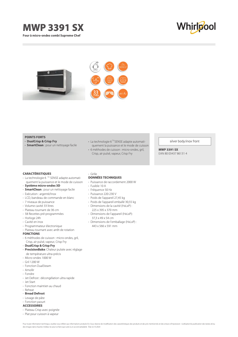 Image de la première page du manuel de l'appareil MWP 3391 SX