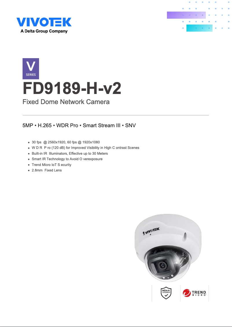 Page 1 de la notice Manuel utilisateur Vivotek FD9189-H-v2