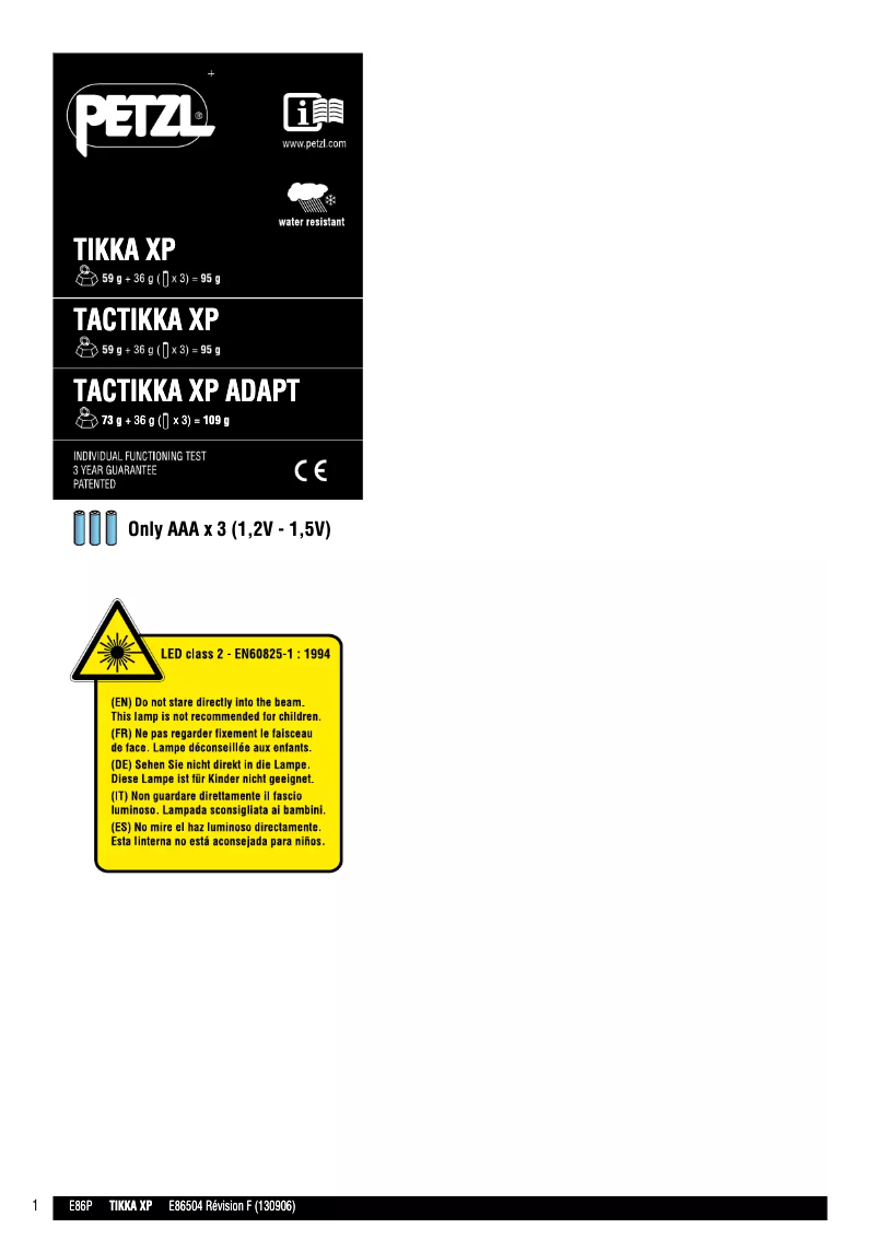 Image de la première page du manuel de l'appareil TACTIKKA