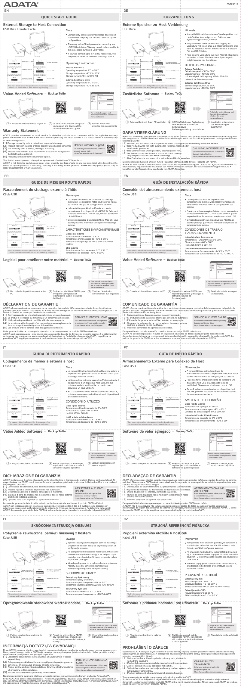 Page 1 de la notice Manuel utilisateur ADATA SD810