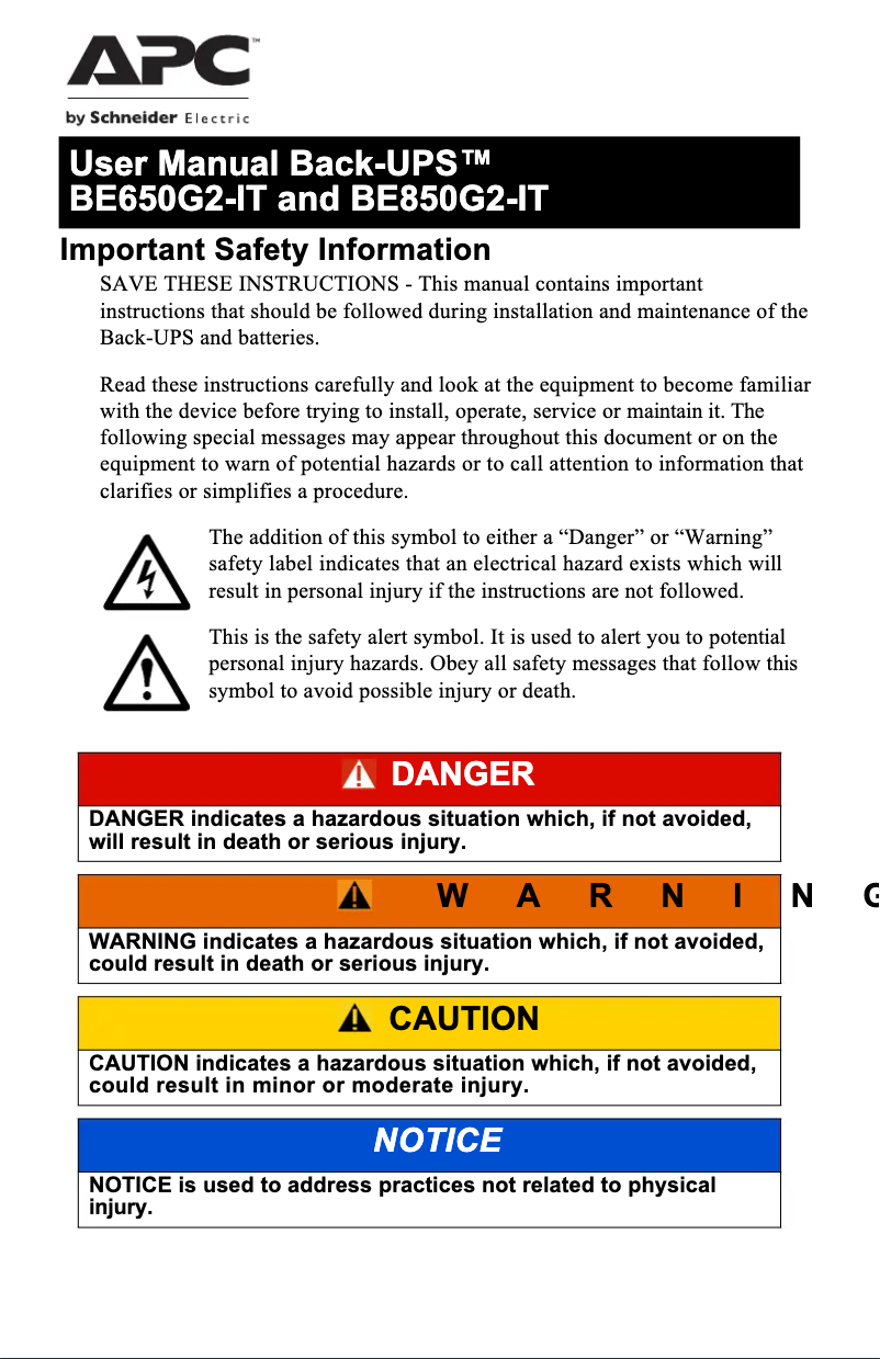 Image de la première page du manuel de l'appareil Back-UPS 650VA