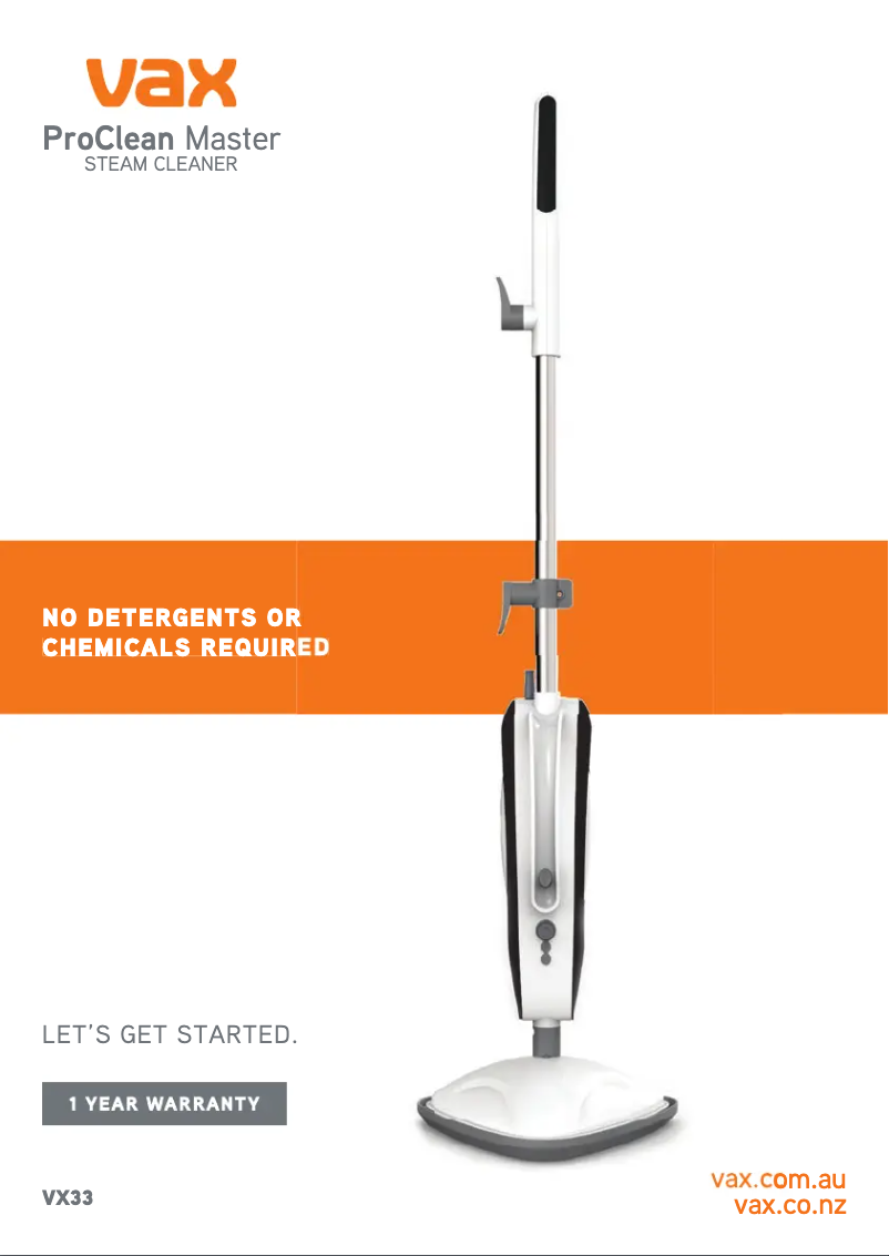 Page n°1 - Manuel utilisateur Vax ProClean Master VX33