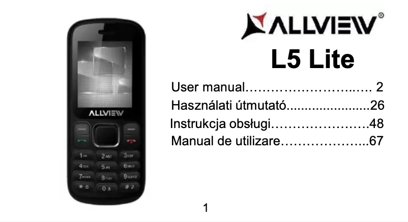 Page 1 de la notice Manuel utilisateur Allview L5 Lite