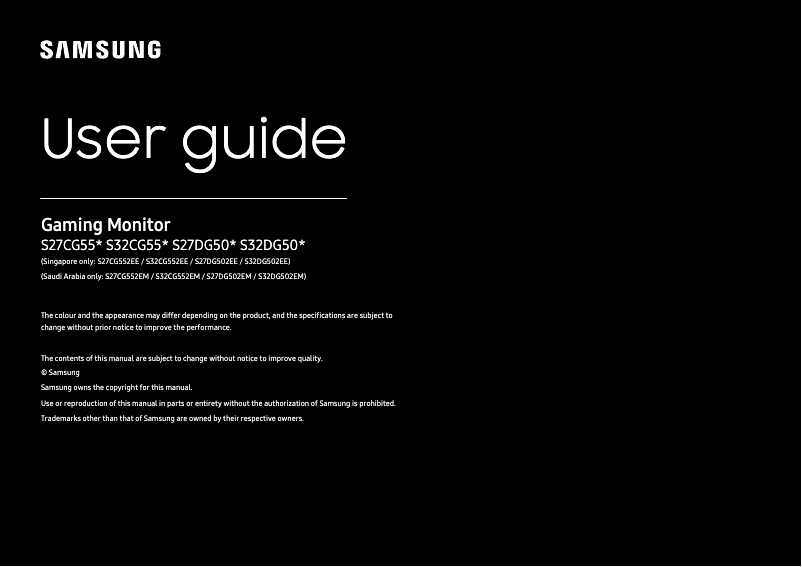 Page 1 de la notice Manuel utilisateur Samsung S27DG502EW