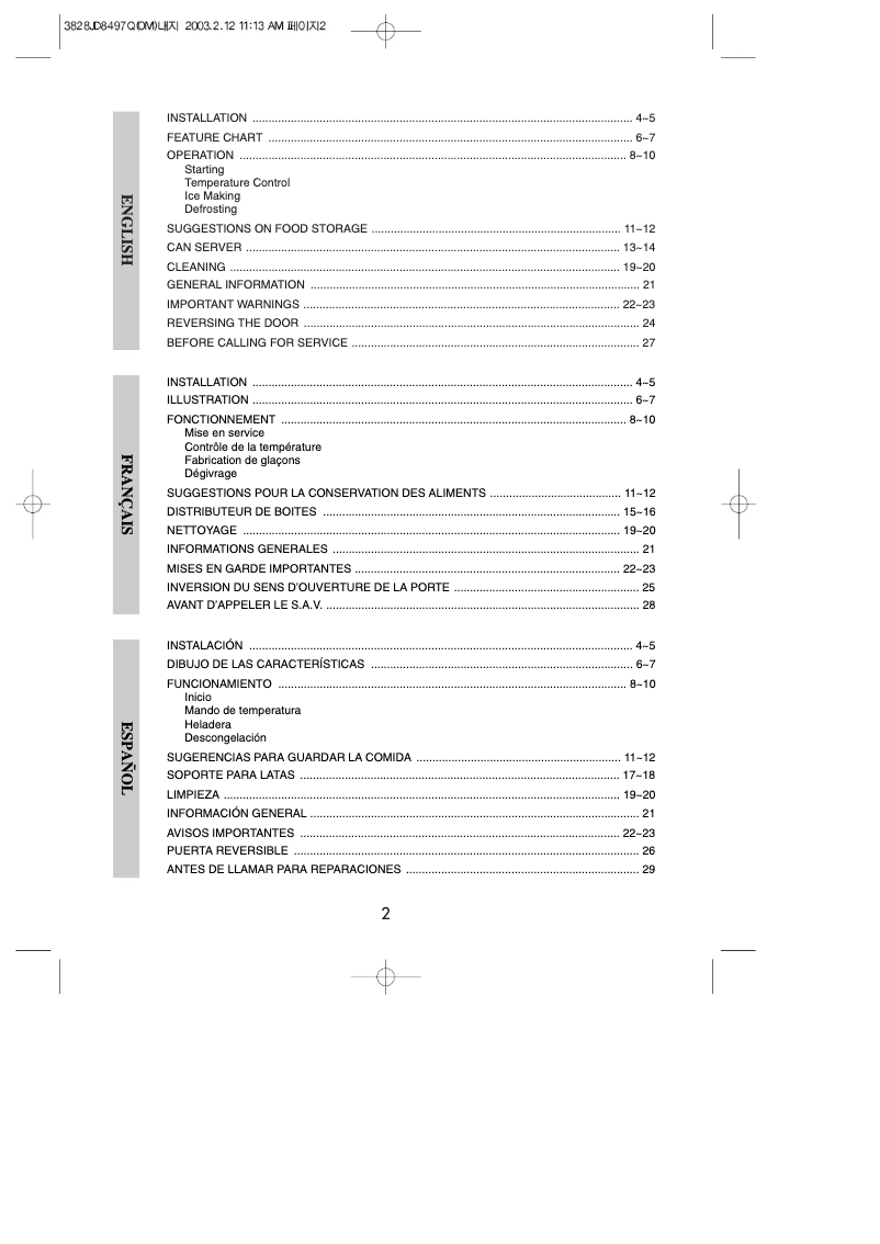 Image de la première page du manuel de l'appareil GC-151RCB