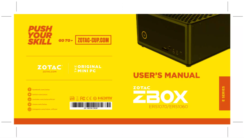 Page 1 de la notice Manuel utilisateur Zotac ZBOX Magnus ER51060