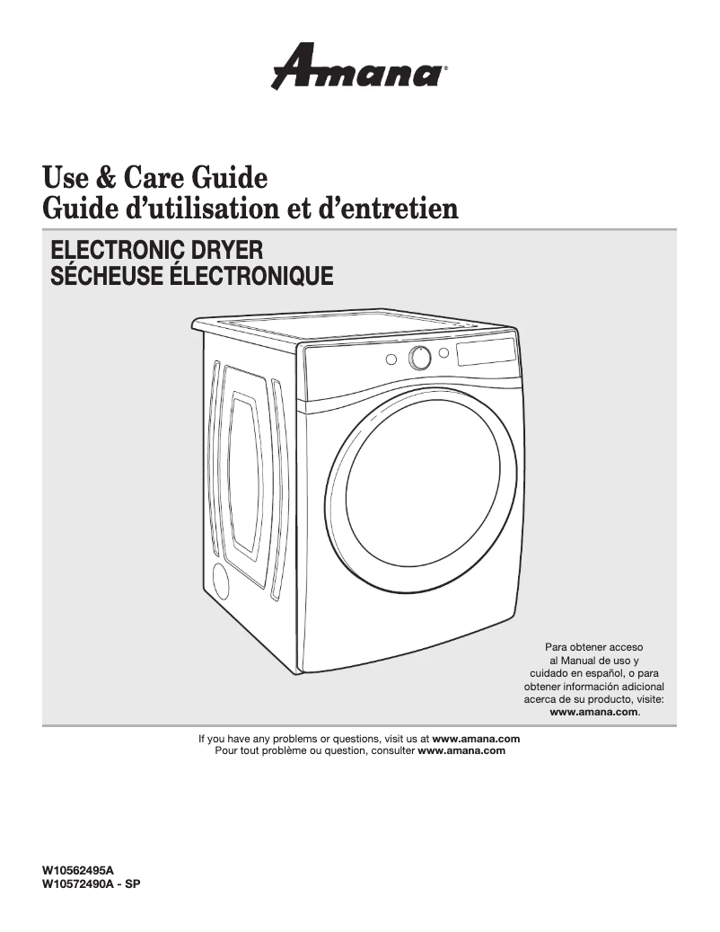 Page 1 de la notice Manuel d'utilisation et d'entretien Amana NGD5700BW