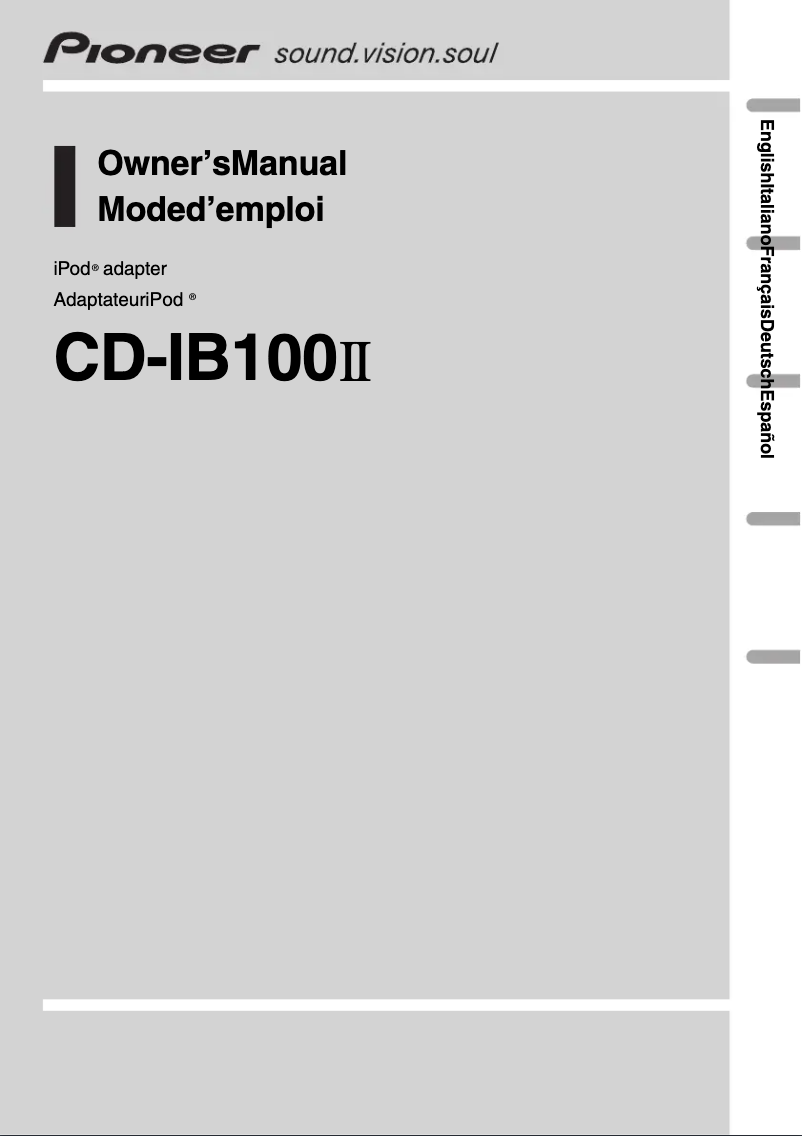 Page 1 de la notice Manuel utilisateur Pioneer CD-IB100 II
