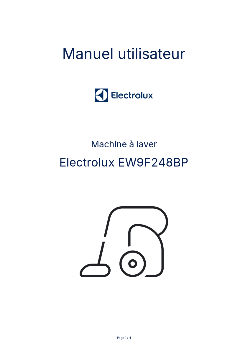 Page n°1 - Manuel utilisateur Electrolux EW9F248BP