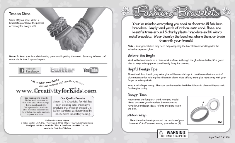 Page 1 de la notice Manuel utilisateur Faber-Castell Fashion Bracelets