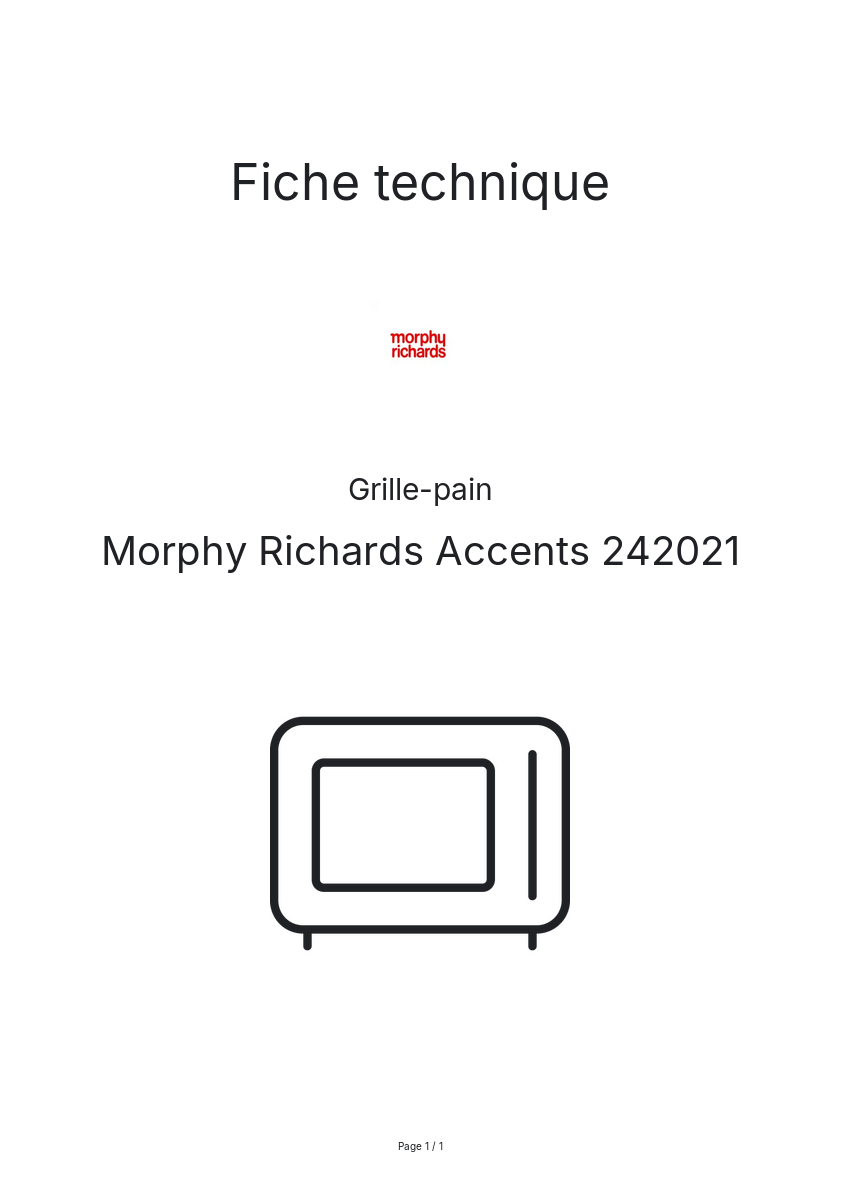 Page n°1 - Fiche technique Morphy Richards Accents 242021