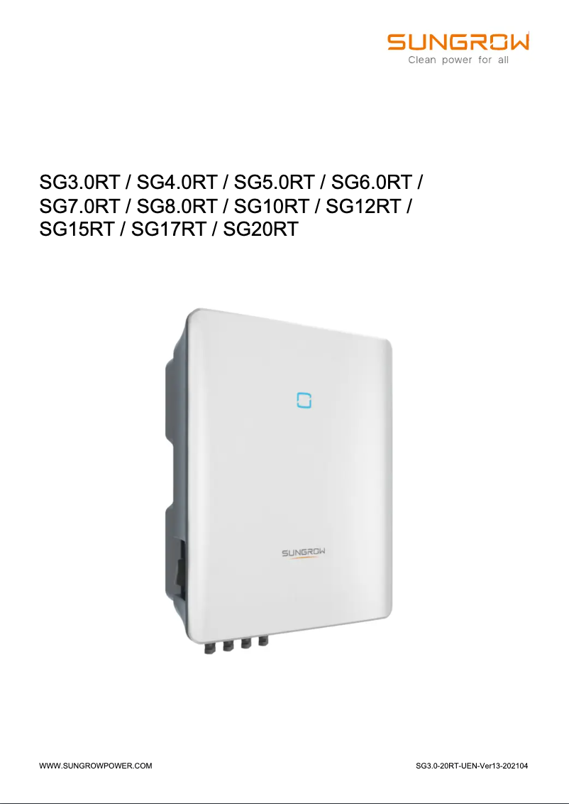 Page 1 de la notice Manuel utilisateur Sungrow SG3.0RT