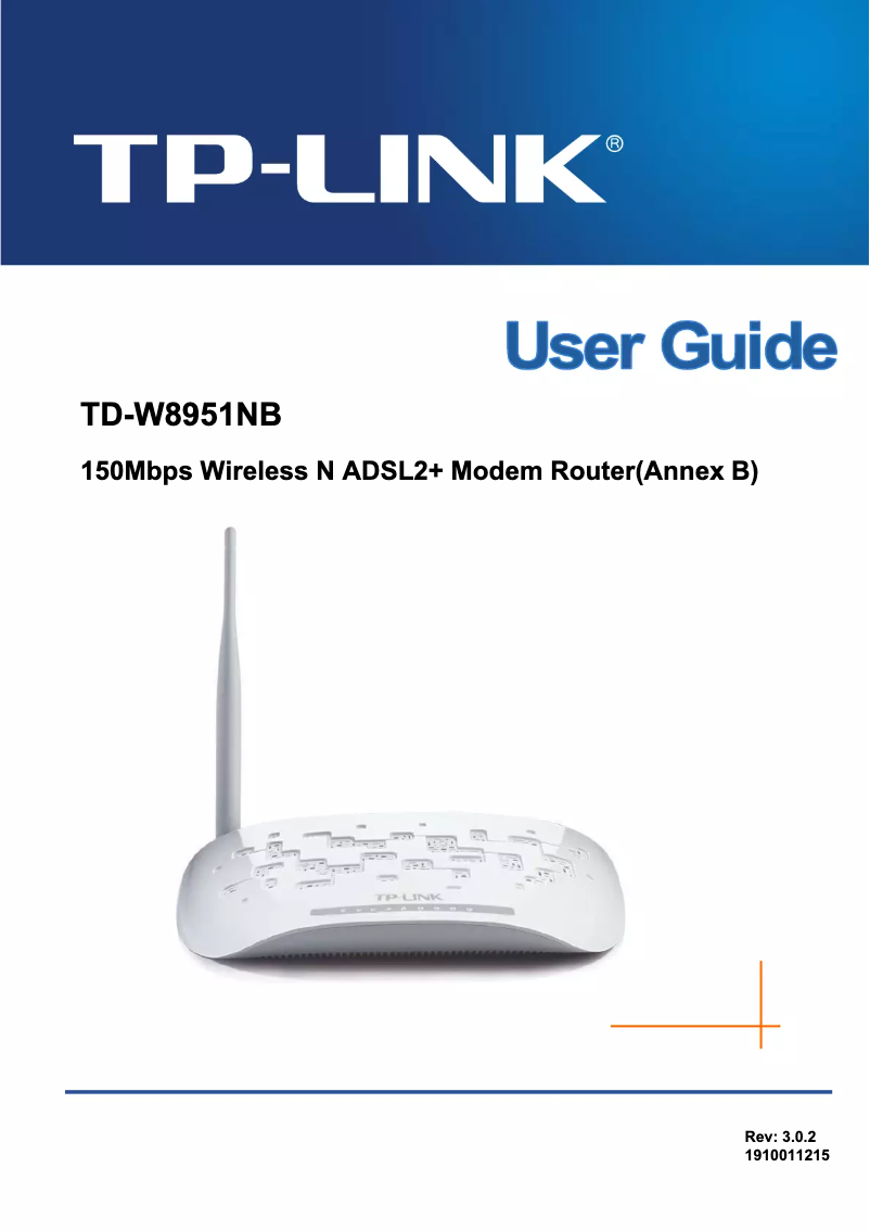 Page 1 de la notice Manuel utilisateur TP-Link TD-W8951NB