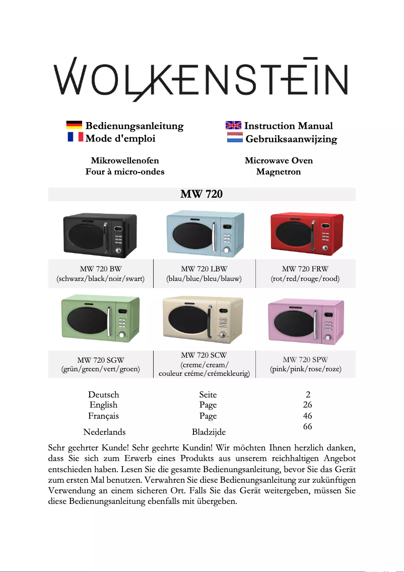 Página 1 del manual Manual de usuario Wolkenstein WMW720 SC