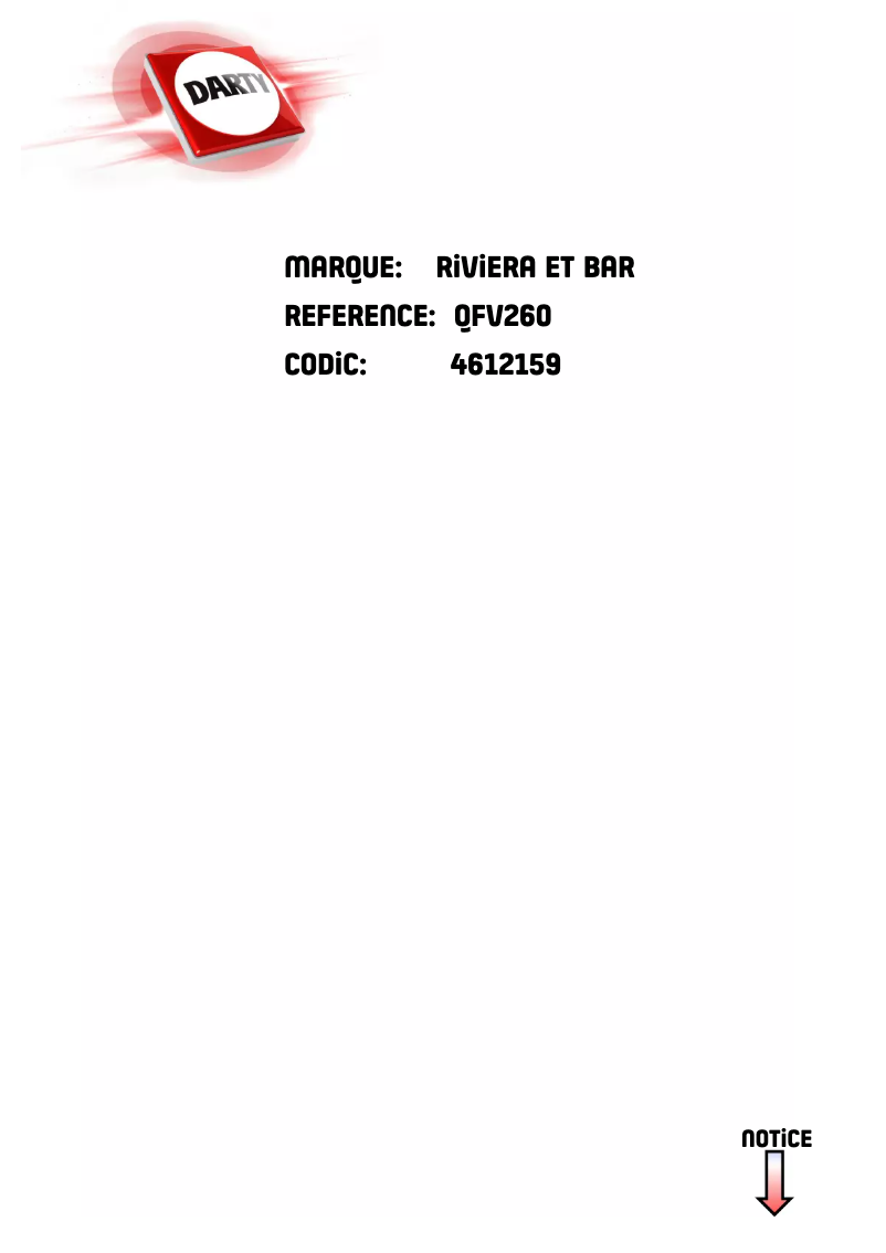 Page n°1 - Manuel utilisateur Riviera & Bar QFV260