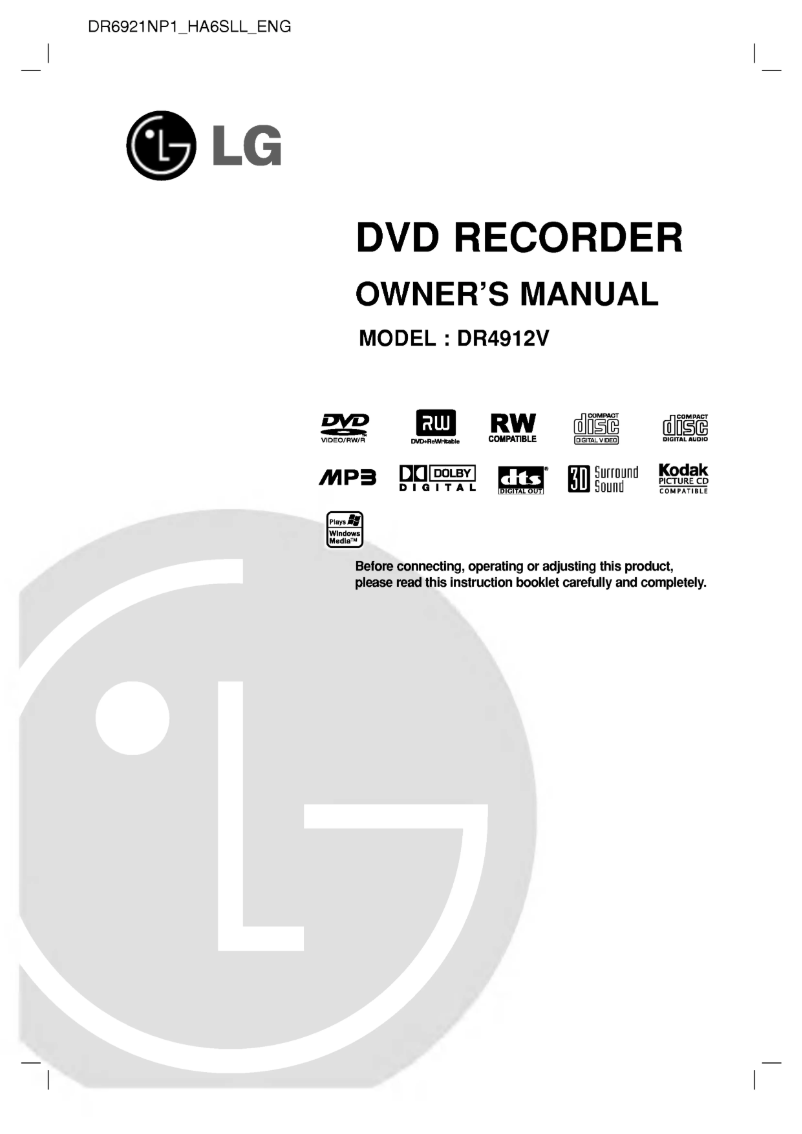 Page n°1 - Manuel utilisateur LG DR4912PVL