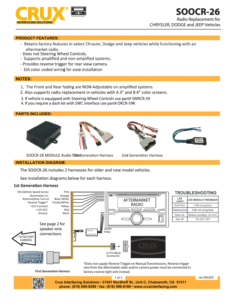 Page n°1 - Manuel utilisateur CRUX SOOCR-26