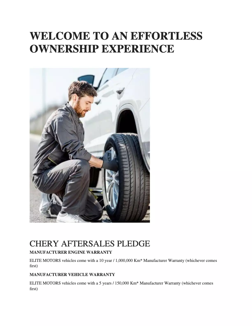 Image de la première page du manuel de l'appareil Tiggo 7