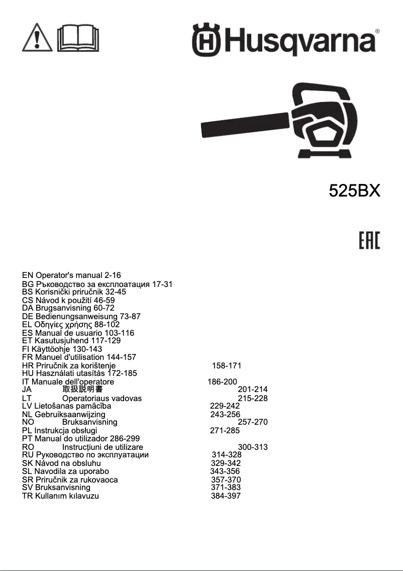 Page n°1 - Manuel utilisateur Husqvarna 525BX