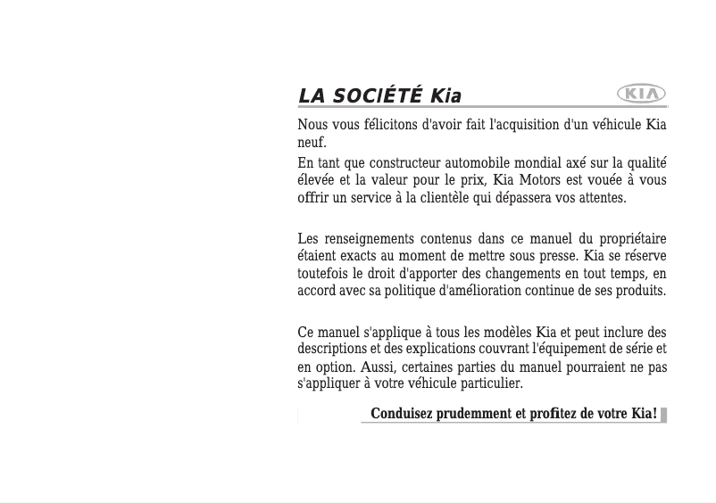 Image de la première page du manuel de l'appareil Sorento (2015)