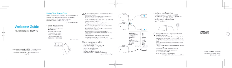 Page 1 de la notice Manuel utilisateur Anker PowerCore Speed 20.000 PD