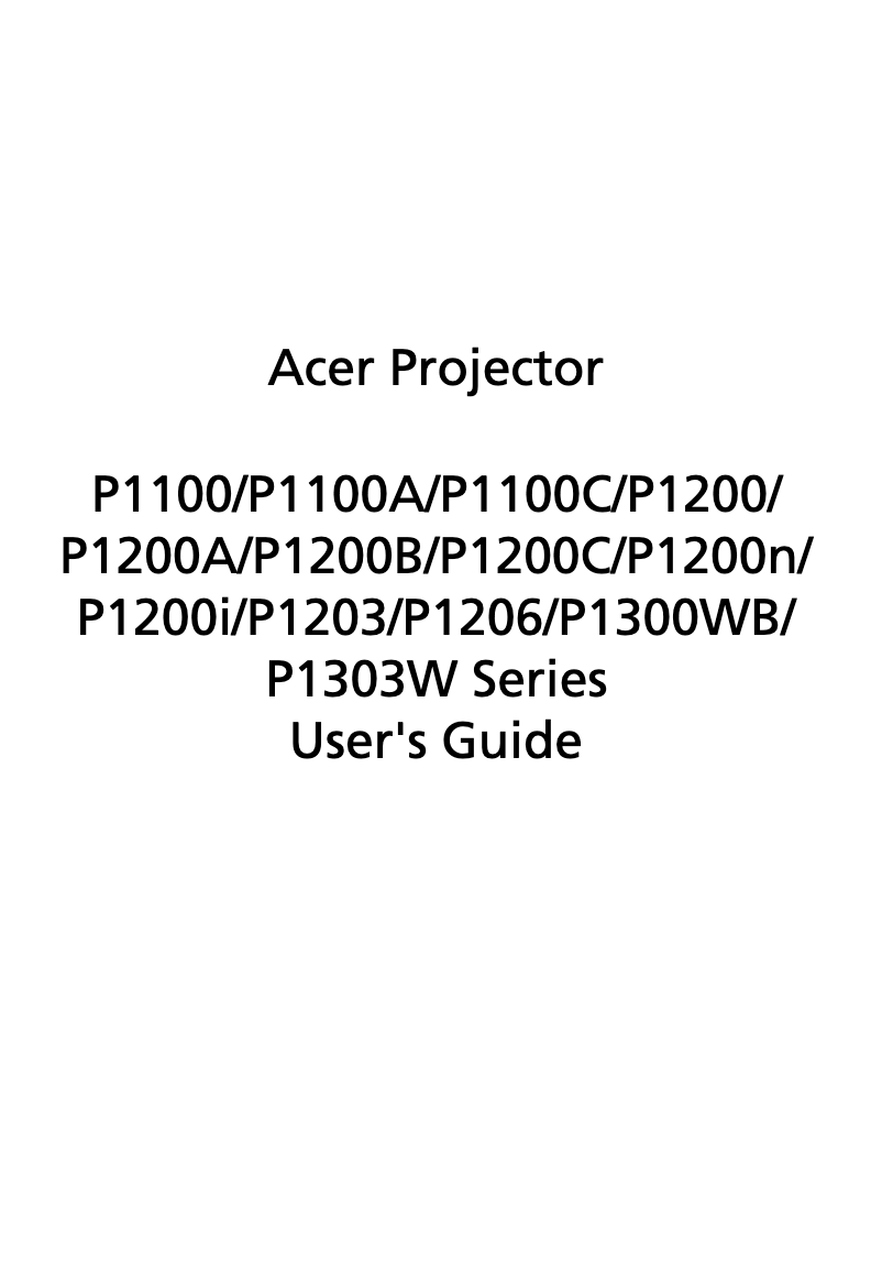 Página 1 del manual Manual de usuario Acer P1200B