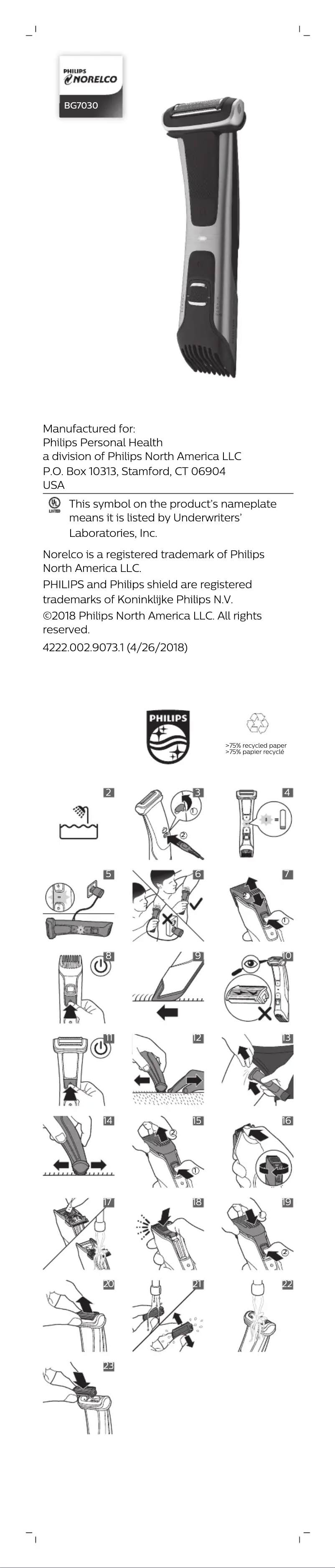 Image de la première page du manuel de l'appareil BG7030