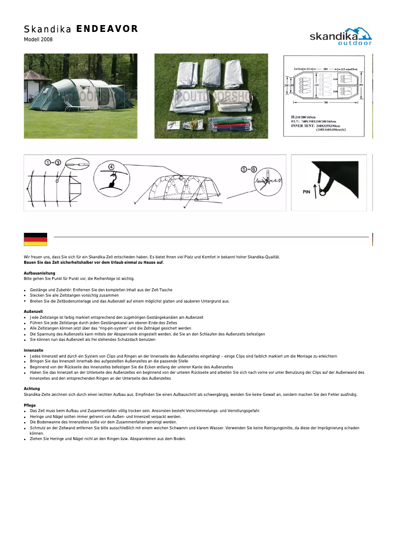 Page n°1 - Manuel utilisateur Skandika Endeavor