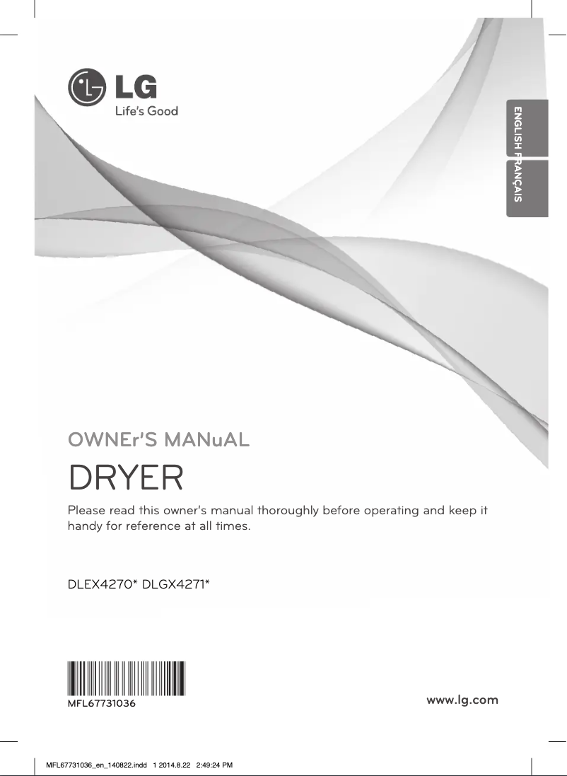 Page 1 de la notice Manuel utilisateur LG DLEX4270W