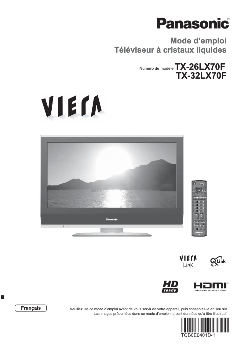 Image de la première page du manuel de l'appareil Viera TX-32LX70F
