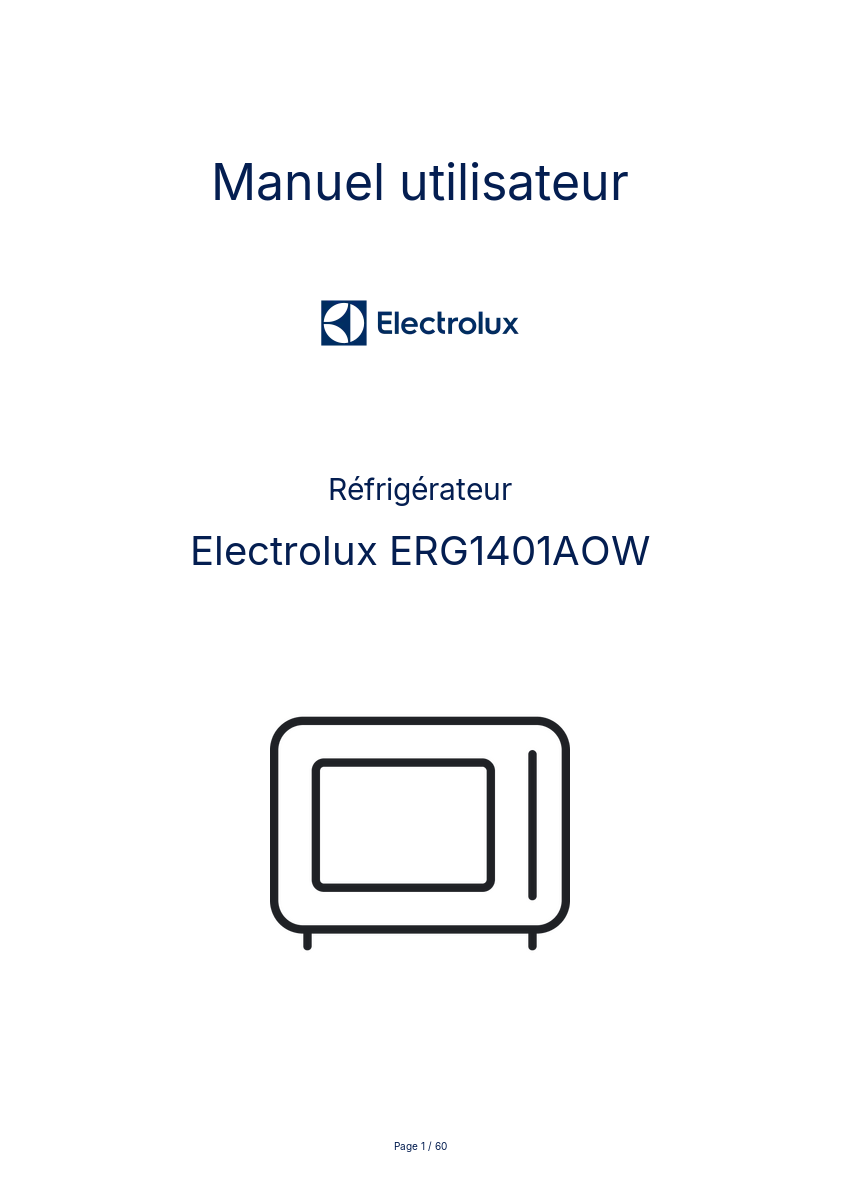 Page n°1 - Manuel utilisateur Electrolux ERG1401AOW