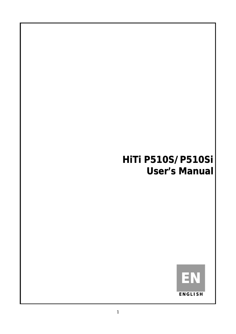 Page n°1 - Manuel utilisateur HiTi P510Si