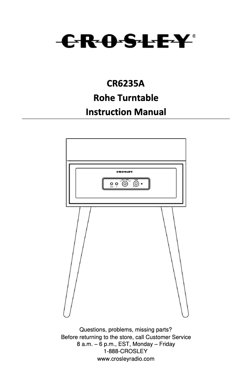 Page 1 de la notice Manuel utilisateur Crosley Rohe CR6235A