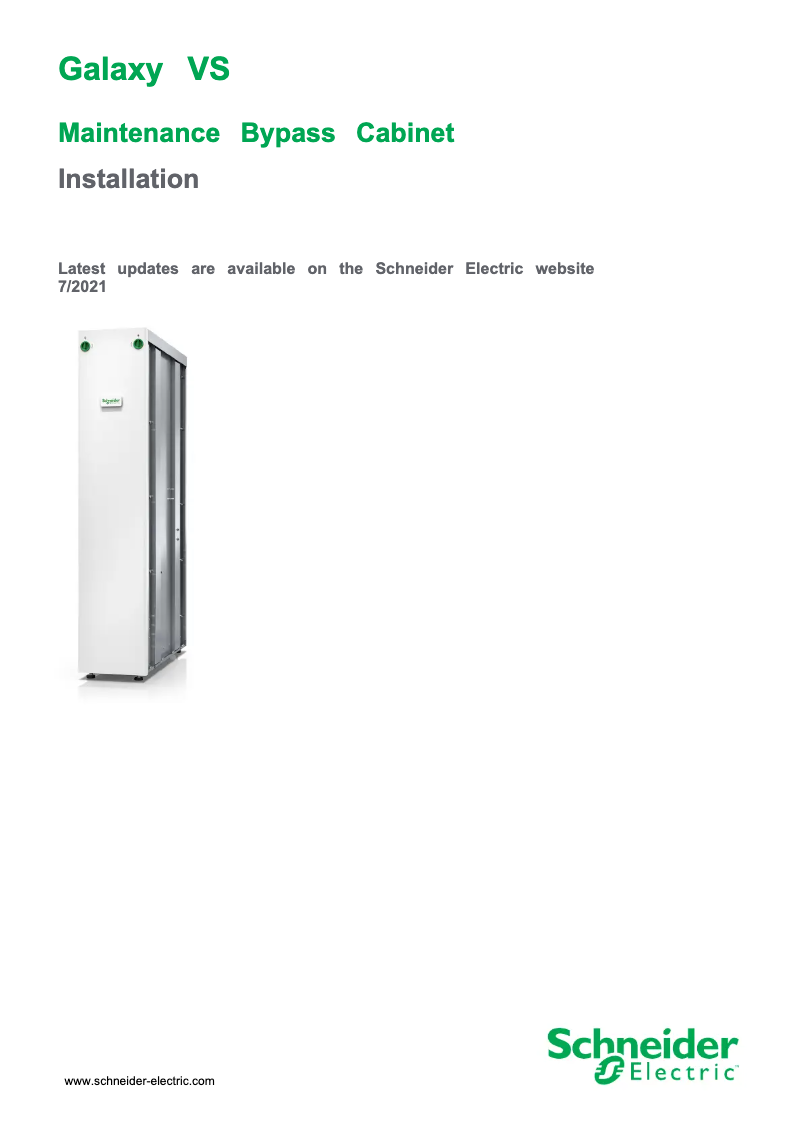 Page 1 de la notice Manuel utilisateur APC Galaxy VS GVSOPT004