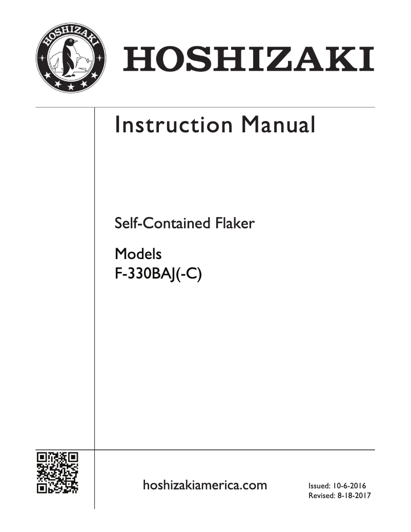 Page 1 de la notice Manuel utilisateur Hoshizaki F-330BAH-C