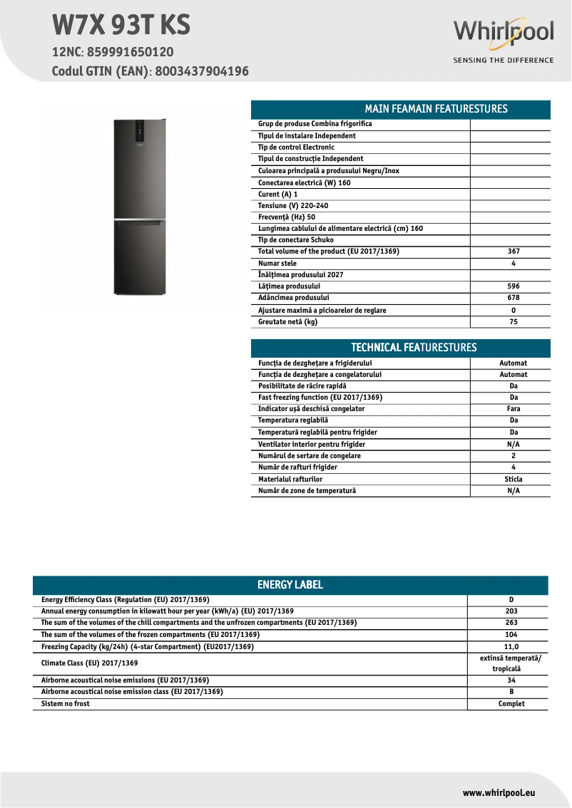 Image de la première page du manuel de l'appareil W7X 93T KS