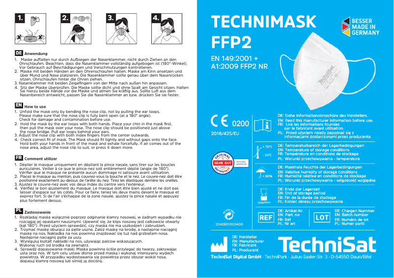 Image de la première page du manuel de l'appareil Technimask FFP2