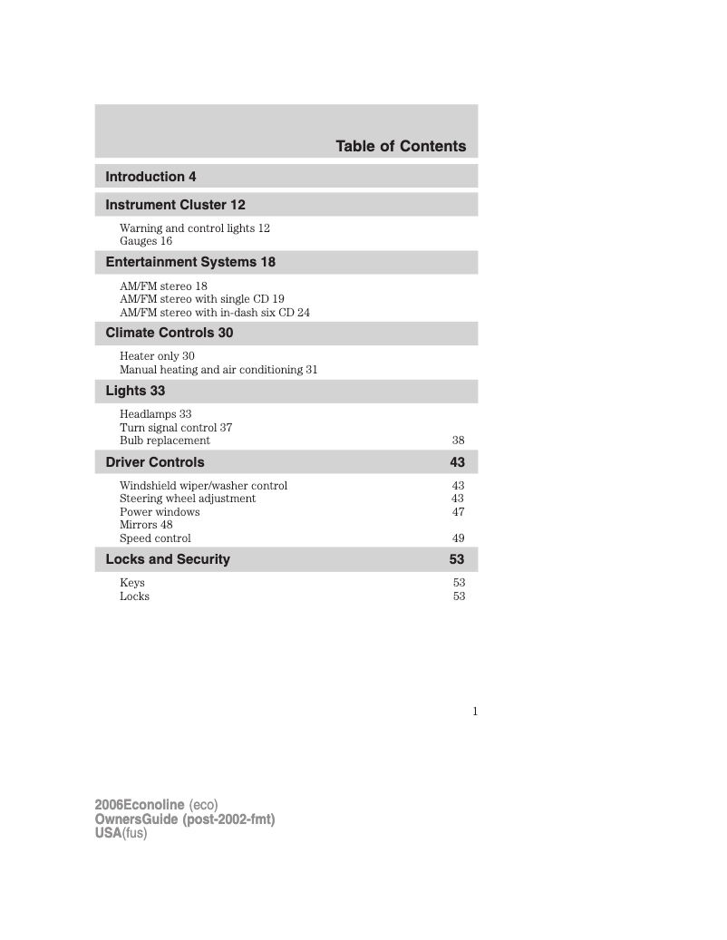 Page n°1 - Manuel utilisateur Ford E-350 (2006)
