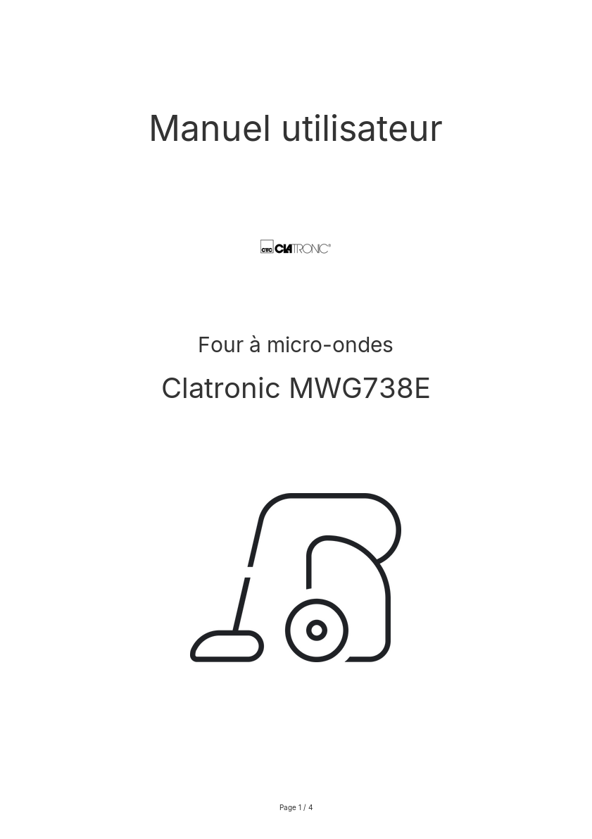 Image de la première page du manuel de l'appareil MWG738E
