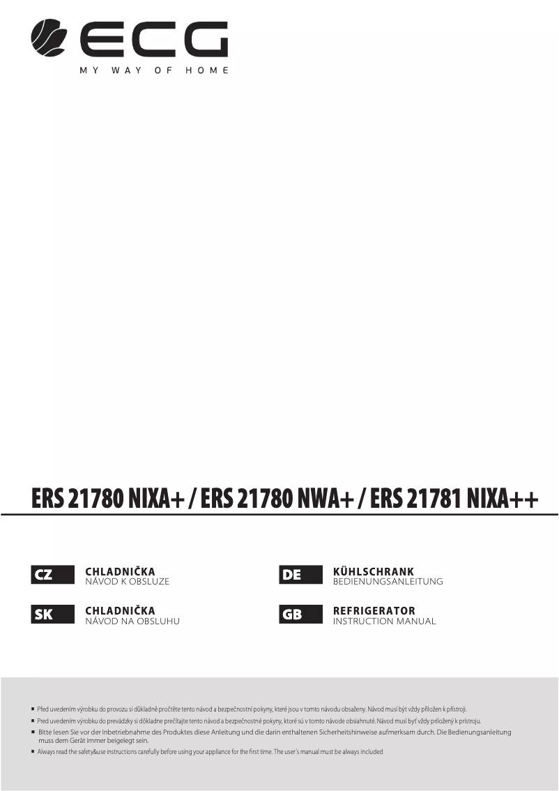 Page 1 de la notice Mode d'emploi ECG ERS 21780 NIXA+