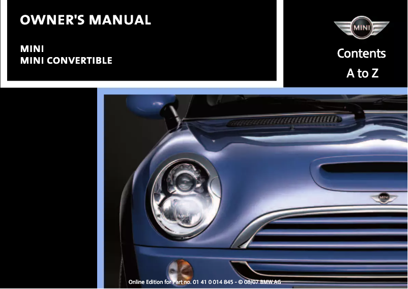 Page 1 de la notice Manuel utilisateur Mini Convertible (2008)