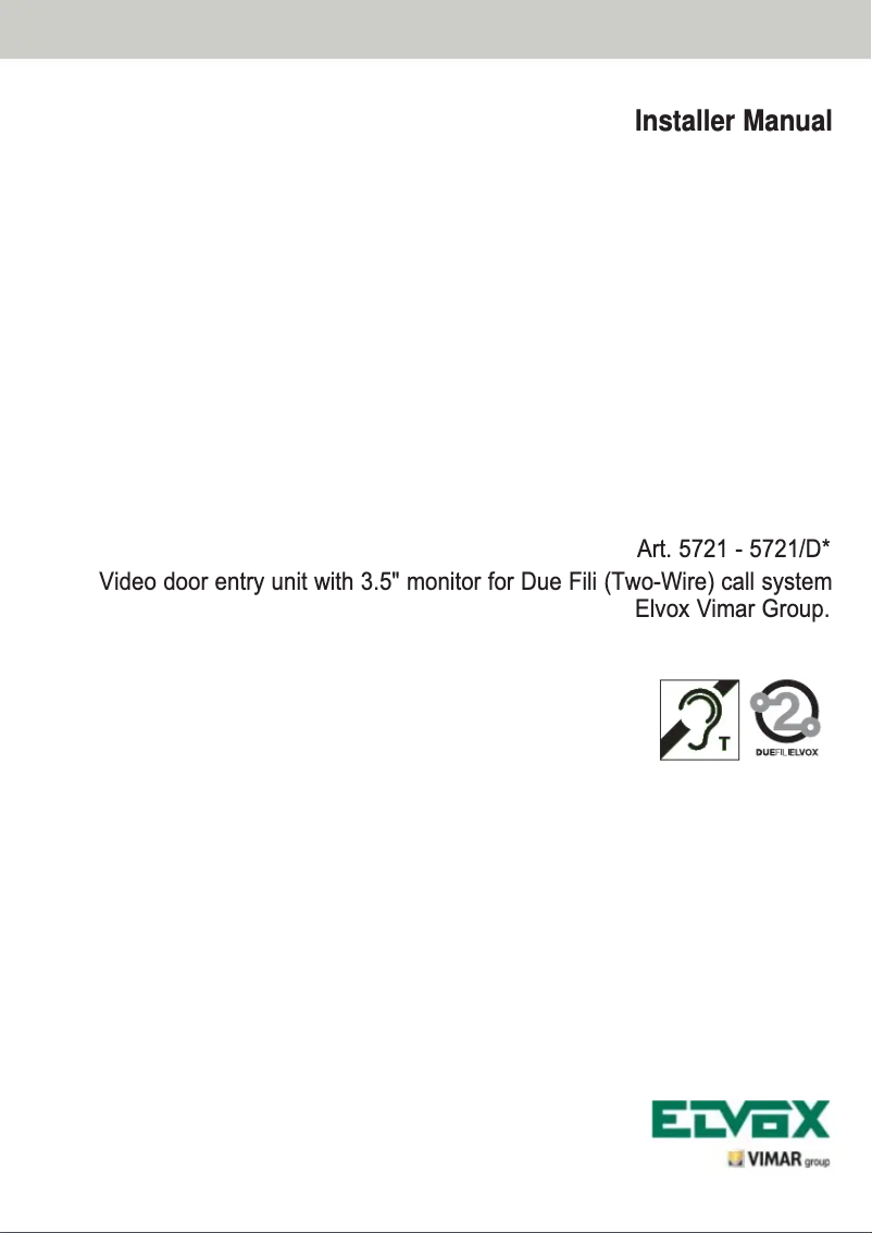 Page n°1 - Manuel utilisateur Vimar ELVOX 5721